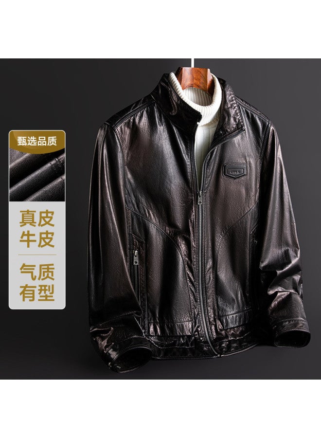 Fapai Autumn Urban Casual Genuine Cowhide Leather Jacket Men's Leather Jacket Men - Image 4