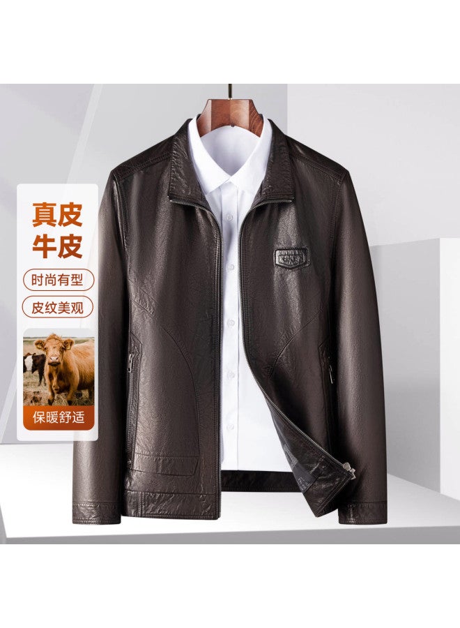 Fapai Autumn Urban Casual Genuine Cowhide Leather Jacket Men's Leather Jacket Men - Image 2