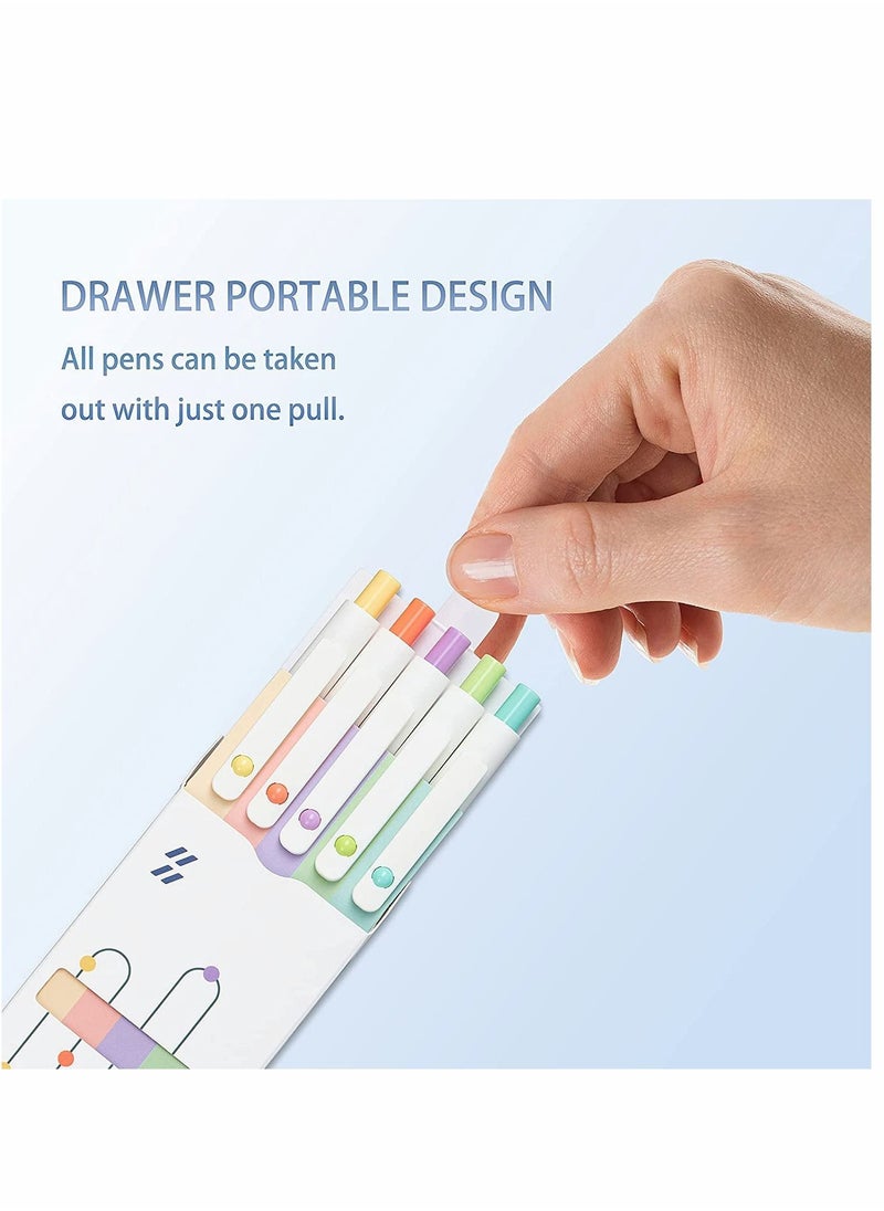 Y&D 0.5 Gel Pen, Cute Kawaii Pens, Boxed Office Fine Point Signing Retractable Rolling Ball Quick-dry Ink Black Smooth Writing for School Home, 5pcs (Academic Colors)  - Image 5