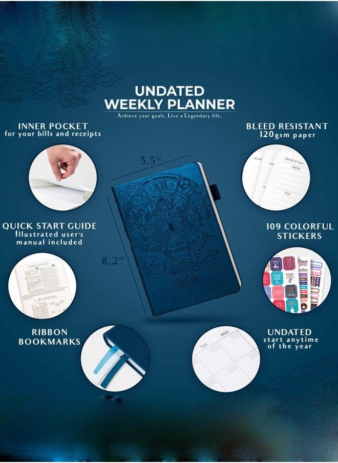 Arabest - A5 Hardcover Weekly And Monthly Life Plan Organizer Notebook With 3 Beautiful Stickers For Daily Productivity, Time Management And Achieving Goals Helps Keep Track Of The Important Things In Life - Image 1