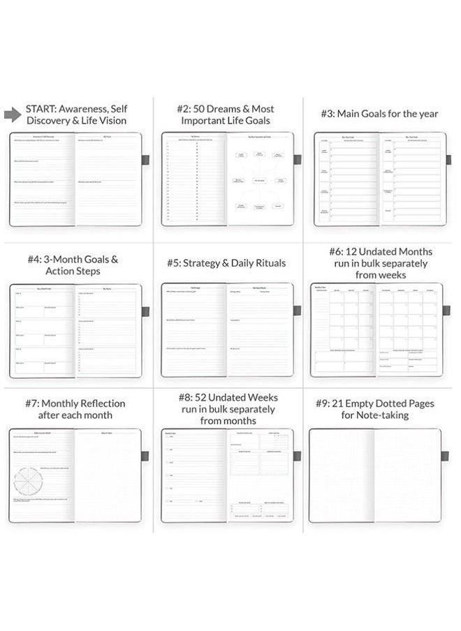 Arabest - A5 Hardcover Weekly And Monthly Life Plan Organizer Notebook With 3 Beautiful Stickers For Daily Productivity, Time Management And Achieving Goals Helps Keep Track Of The Important Things In Life - Image 1