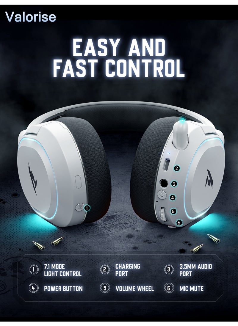 Valorise - UG-08S Wireless Gaming Headset,Tri-mode 2.4GHz,Bluetooth,Wired Gaming Headphones with, 7.1 Surround Sound,ENC Noise Canceling Mic, RGB Light, for PC PS5 PS4 Mac Switch - Image 1