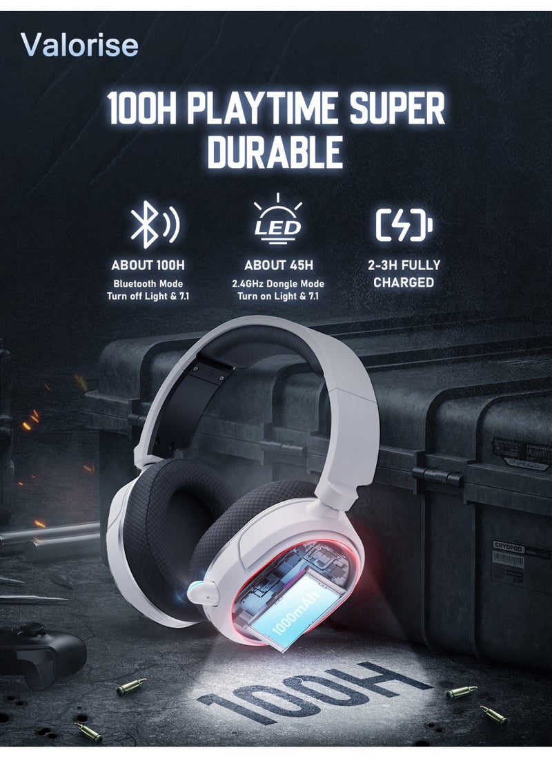 Valorise - UG-08S Wireless Gaming Headset,Tri-mode 2.4GHz,Bluetooth,Wired Gaming Headphones with, 7.1 Surround Sound,ENC Noise Canceling Mic, RGB Light, for PC PS5 PS4 Mac Switch - Image 1