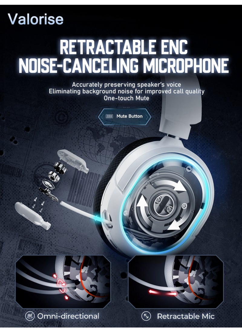 Valorise - UG-08S Wireless Gaming Headset,Tri-mode 2.4GHz,Bluetooth,Wired Gaming Headphones with, 7.1 Surround Sound,ENC Noise Canceling Mic, RGB Light, for PC PS5 PS4 Mac Switch - Image 1
