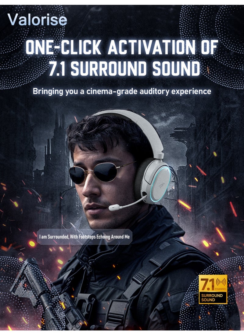 Valorise - UG-08S Wireless Gaming Headset,Tri-mode 2.4GHz,Bluetooth,Wired Gaming Headphones with, 7.1 Surround Sound,ENC Noise Canceling Mic, RGB Light, for PC PS5 PS4 Mac Switch - Image 1