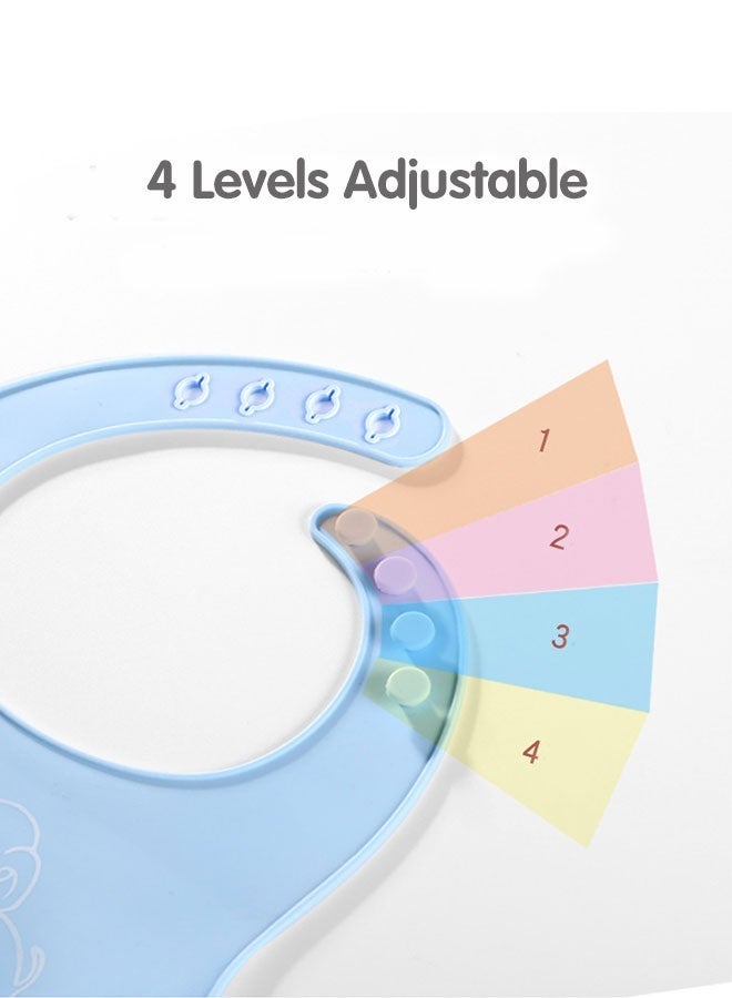 Sharpdo 2PCS Silicone Baby Weaning Bibs, Adjustable Waterproof Baby Feeding Bibs - Image 2