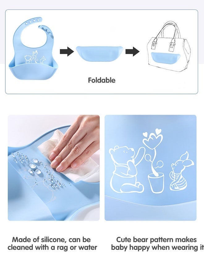 Sharpdo 2PCS Silicone Baby Weaning Bibs, Adjustable Waterproof Baby Feeding Bibs - Image 3