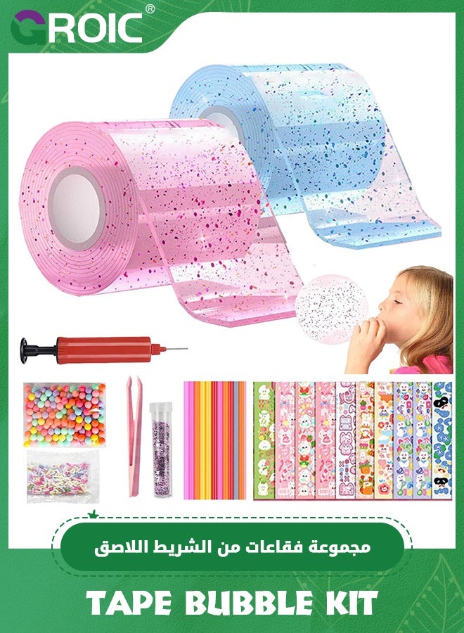 GROIC 2 PCS Nano Tape Bubble Kit for Kids with Box,Nano Tape Squishy Maker Kit, Nano Bubble Tape Kit, Nano Magic Tape Bubbles,Handmade DIY Toys(Blue,Pink) - Image 1
