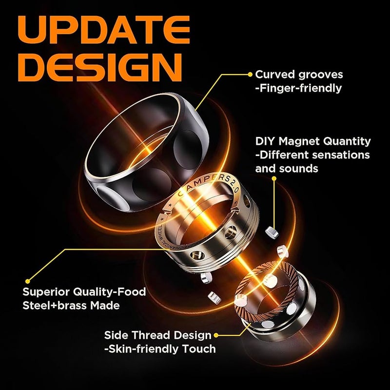 berotok Fidget Spinner for Stress Relief – DIY Magnetic Fidget Ring with Engaging Sounds, EDC Stainless Steel Toys for Adults & Teens, Perfect for Work, Study, Waiting, Gift and Stocking Stuffer - Image 2