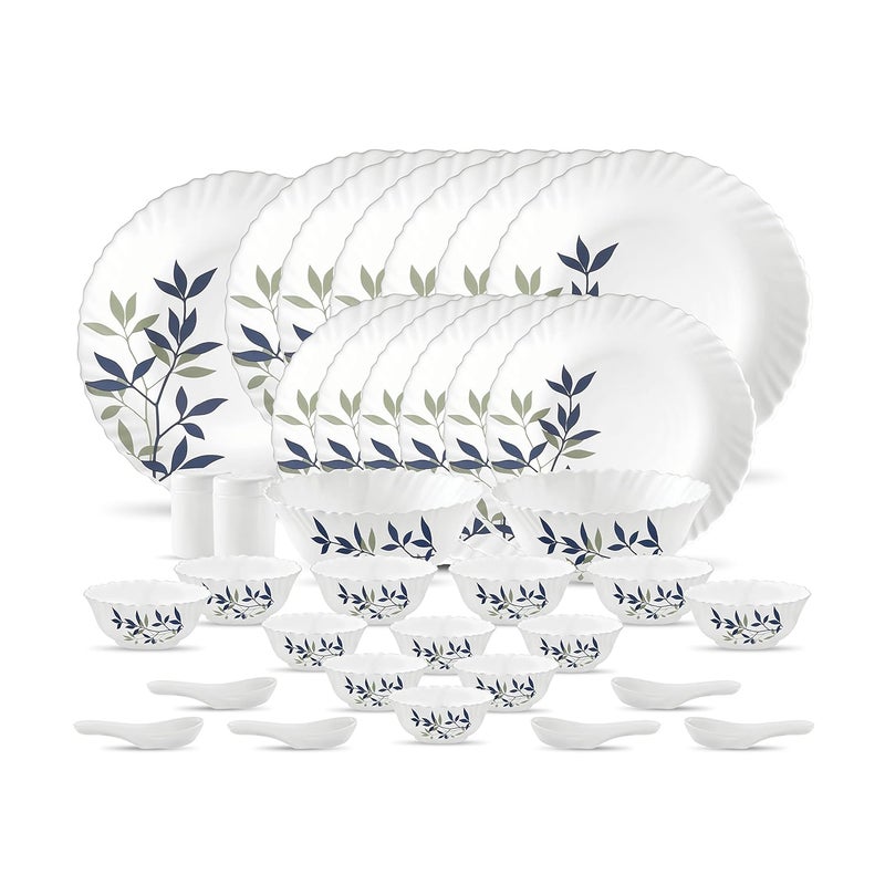 Laopala لا أوبالا، مجموعة نوفو، طقم عشاء زجاج أوبال 35 قطعة، سحر حريري، أبيض - Image 1