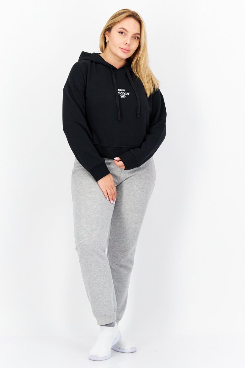 New Balance Women Relaxed Fit Training Crop Hoodie, Black - Image 4