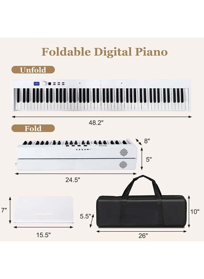 KONIX - 88-Key Foldable Digital Piano Keyboard, Full Size Semi-Weighted Keyboard, Portable Electric Piano w/MIDI, Split Function, Sustain Pedal & Carrying Bag for Beginner (White) - Image 1