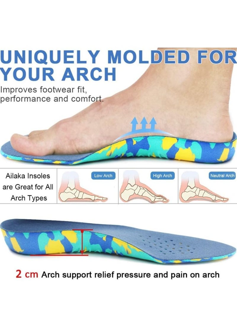 SYOSI Kids Orthotic Cushioning Arch Support Shoe Insoles, Children Pu Foam Inserts for Flat feet, Plantar Fasciitis, Feet Heel Pain Relief - Image 2