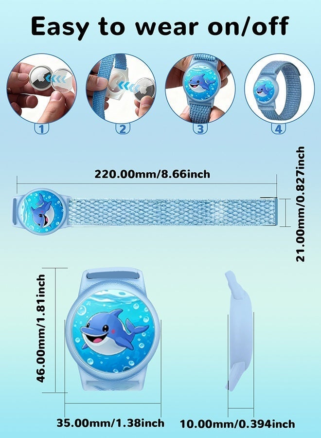 Durable Woven Airtag Wristband for Kids, 2 Pack Adjustable Nylon Strap for Apple Airtag - Secure, Comfortable & Breathable Anti-Lost Bracelet (Blue, Black) - Image 4