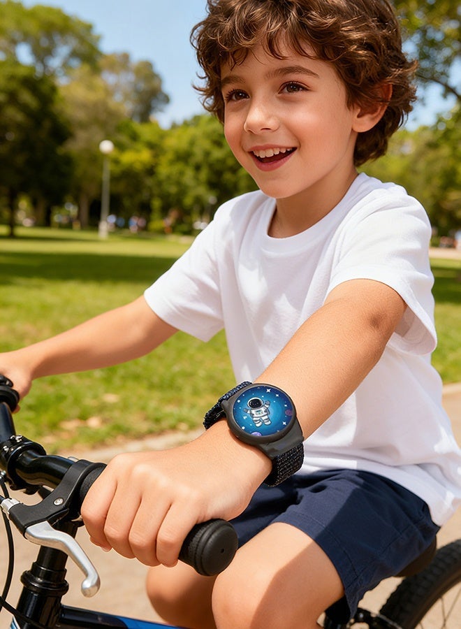 Durable Woven Airtag Wristband for Kids, 2 Pack Adjustable Nylon Strap for Apple Airtag - Secure, Comfortable & Breathable Anti-Lost Bracelet (Blue, Black) - Image 2