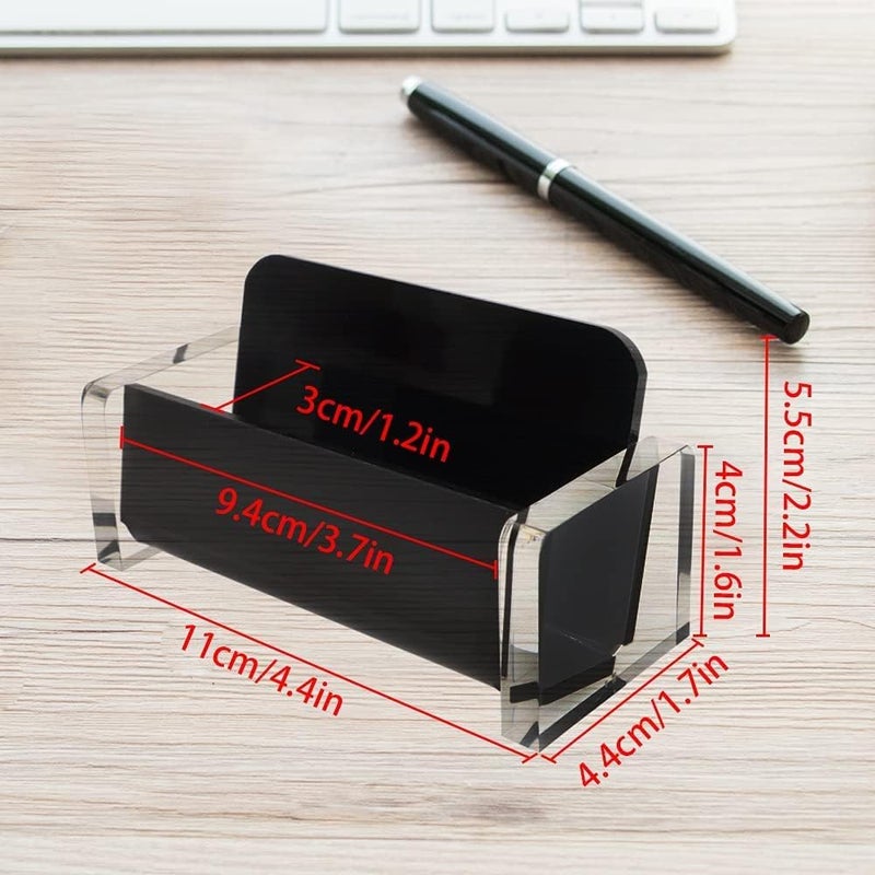 X spring Acrylic Business Card Holder, Black Business Card Holder Display For Desk, Business Card Organizer, 1 Slot Holds About 30-50 Cards, Acrylic Card Box For Office Study Countertop, Desk - Image 5