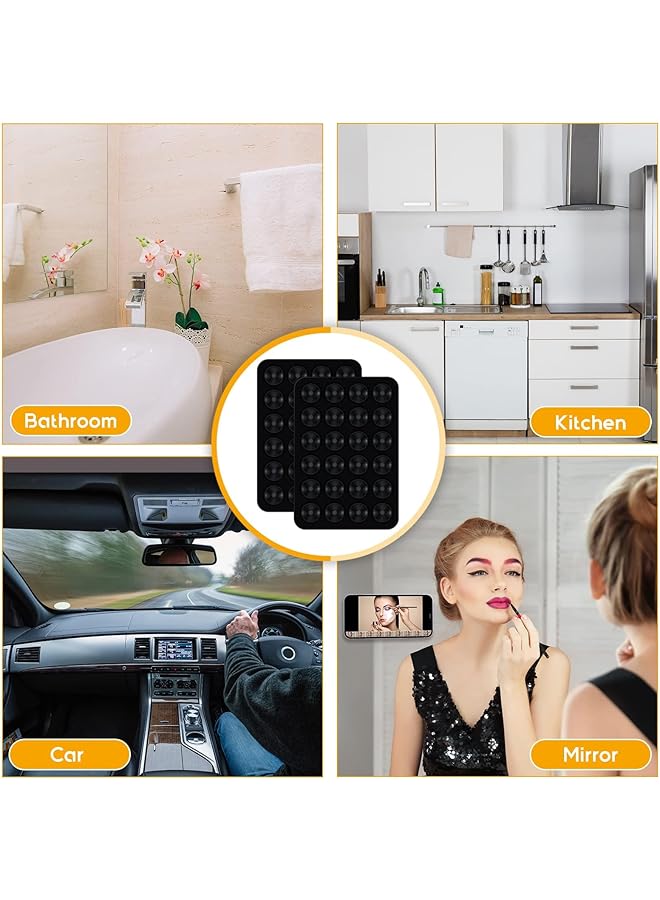 Excefore 12 Pcs Phone Suction Mat, Non Slip Phone Suction Cup Mat, Adhesive Phone Accessory Holder, Suitable For Home Kitchen Mirror Bathroom (Black) - Image 5
