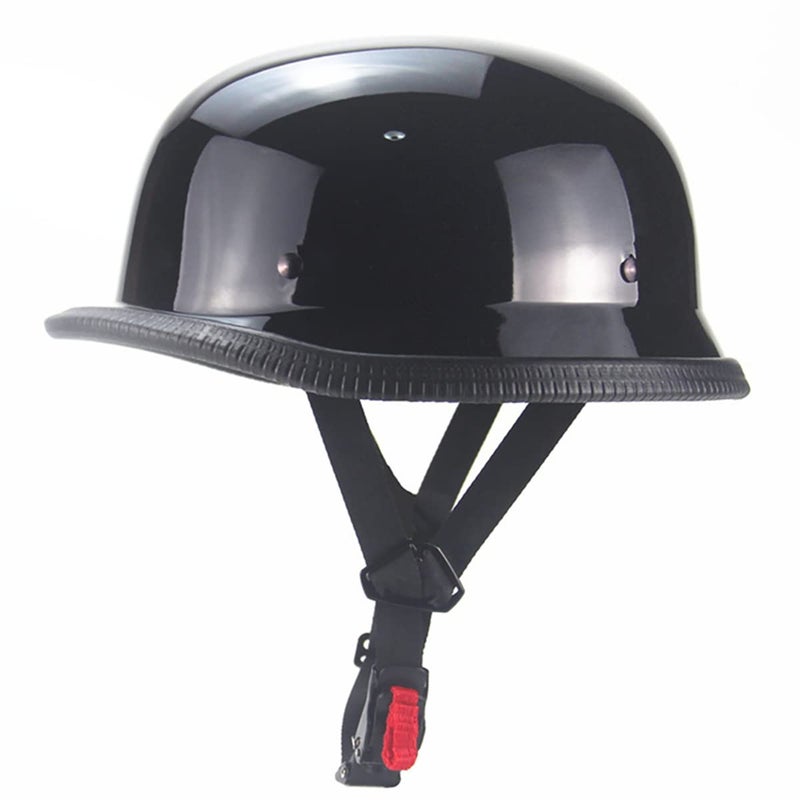 German Style Motorcycle HelmetAdult Half Helmet Open Face DOT Approved Motorcycle Cruiser Scooter Cool Helmet XLarge Bright Black
