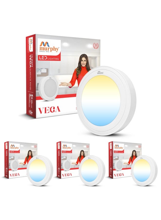 Murphy Aluminium 10W Vega 3-In-1 Round Led Panel Color Changing Surface Light (Cool White/Warm White/Natural White, Pack Of 4) - Image 1