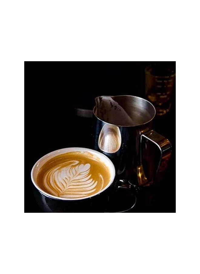 RS Stainless Steel Milk Frothing Pitcher Espresso Coffee Barista Craft Latte Cappuccino Milk Cream Cup Frothing Jug Pitcher (350ml)  - Image 3