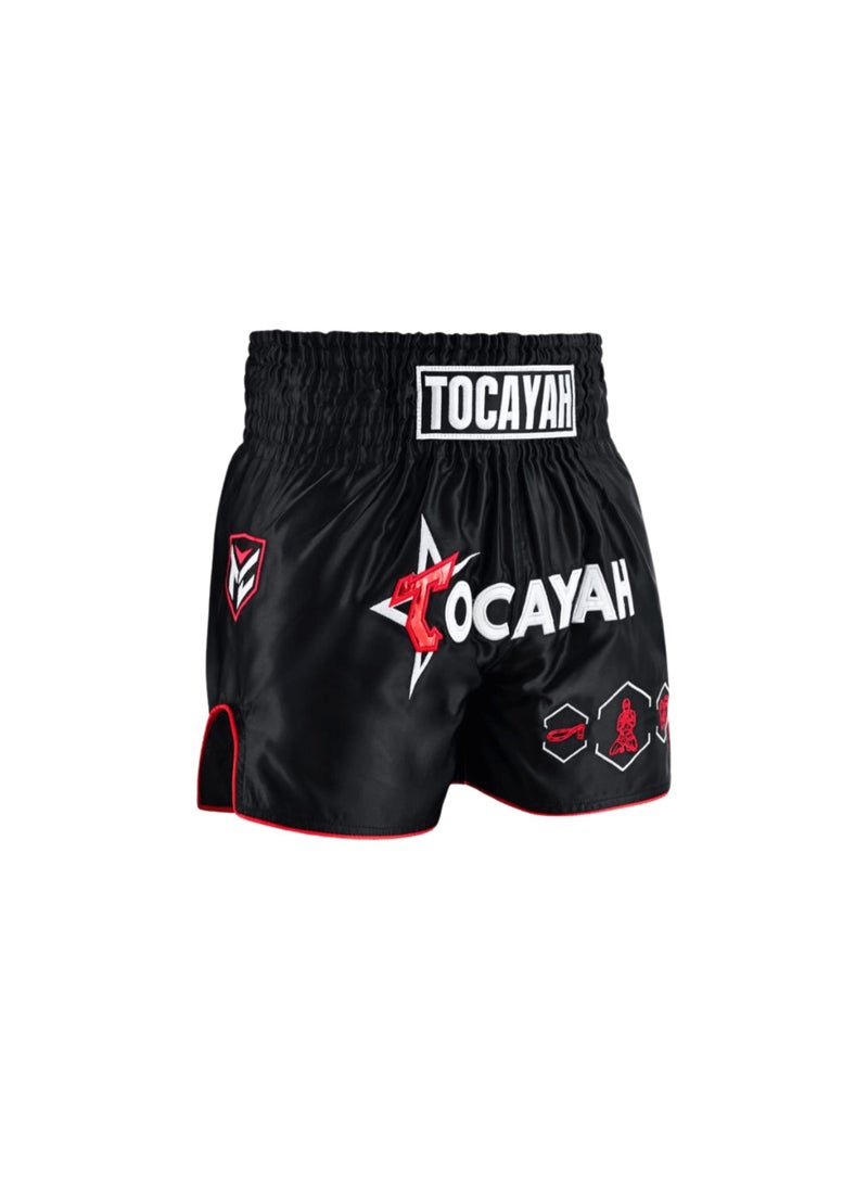 توكايا شورت مواي تاي Tocayah Classic Spirit للرجال والنساء | شورت ملاكمة فاخر من الساتان، خفيف الوزن وقابل للتنفس مع حزام خصر مطاطي لـMMA والكيك بوكسينغ والتدريب - Image 1