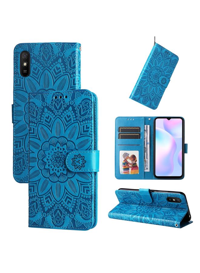 Case For Xiaomi Redmi 9A Embossed Sunflower Leather Phone Case