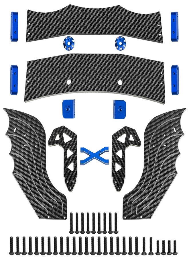 LRFHL Carbon Fiber Rear Wing Adjustable RC Tail Rear Wing Upgrade Part for 1/7 ARRMA Limitless V2 F1 RC Car, Blue - Image 1