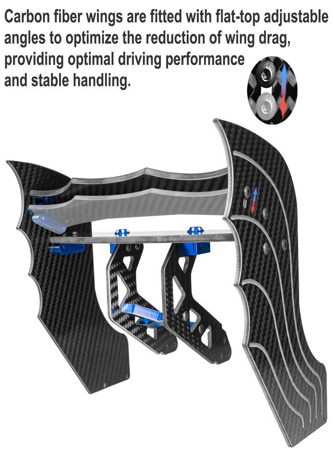 LRFHL Carbon Fiber Rear Wing Adjustable RC Tail Rear Wing Upgrade Part for 1/7 ARRMA Limitless V2 F1 RC Car, Blue - Image 2