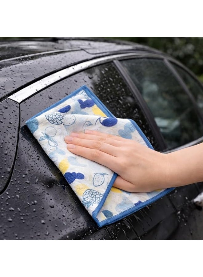 مجموعة من 3 مناشف تنظيف فاخرة من الألياف الدقيقة، مقاس 35 × 35 سم، ناعمة وماصة، بألوان وتصاميم متنوعة، مناسبة للمنزل والمطبخ والسيارات والزجاج. - Image 2