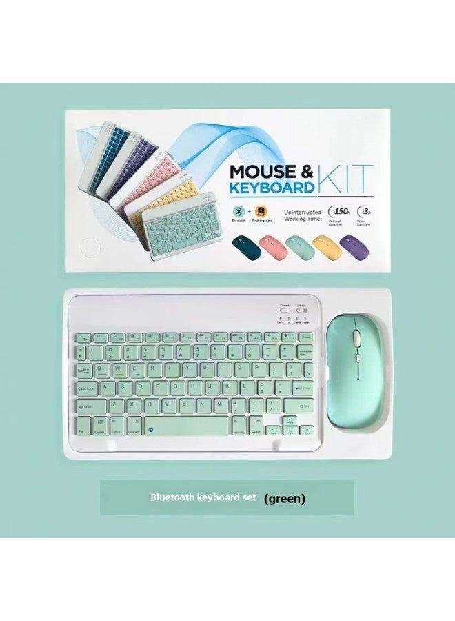 Customized Wireless Bluetooth Keyboard Rechargeable Silent Ultra-Thin Mini Computer Mobile Phone Tablet Notebook-Color:Light Green-Product Type:Keyboard + Dual-mode Mouse (the Mouse Is Rechargeable) - Image 1