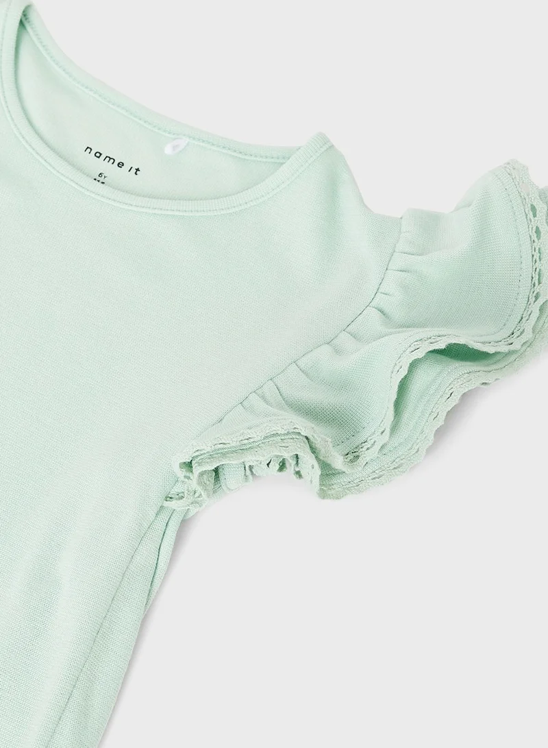 NAME IT Kids Lace Sleeve Trim Top