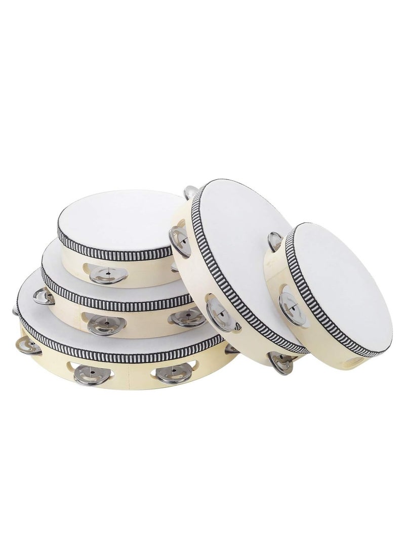 Mike Music - Tambourine Hand Held Drum Bell Birch Metal Jingles Percussion Gift Musical Educational Drum Instrument for KTV Party Games Kids Adults  Medium Sized - Image 1