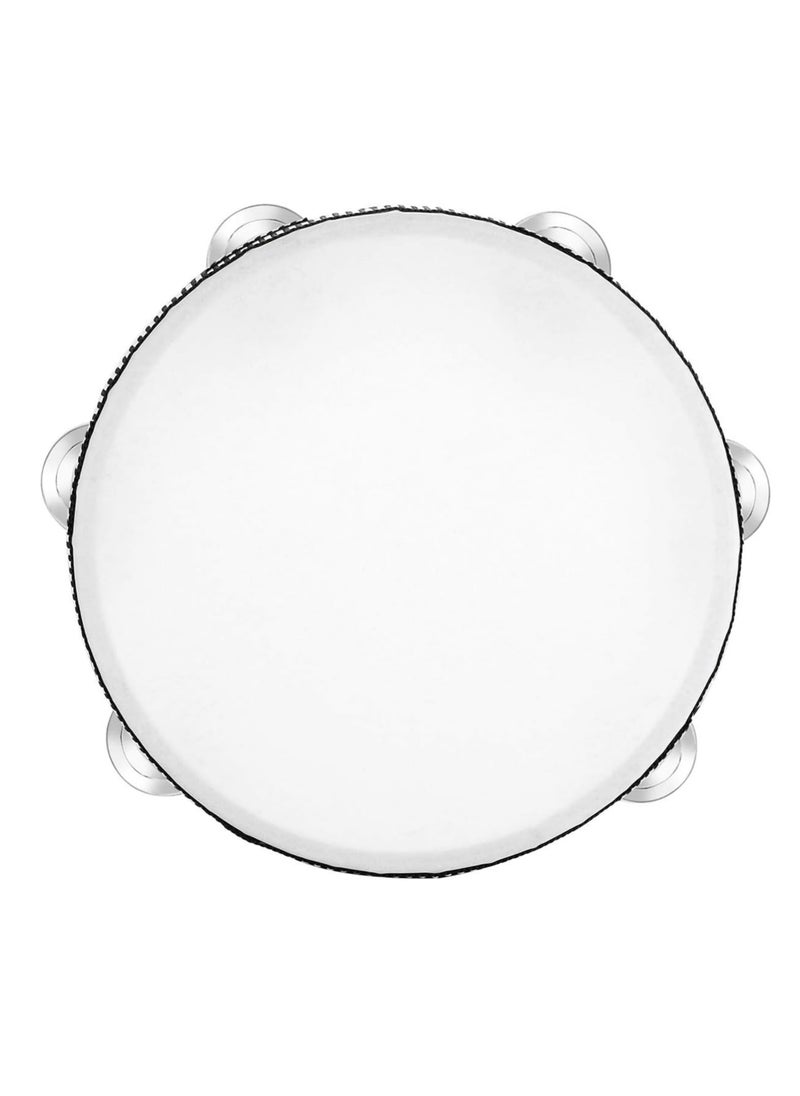 Mike Music - Tambourine Hand Held Drum Bell Birch Metal Jingles Percussion Gift Musical Educational Drum Instrument for KTV Party Games Kids Adults  Medium Sized - Image 1