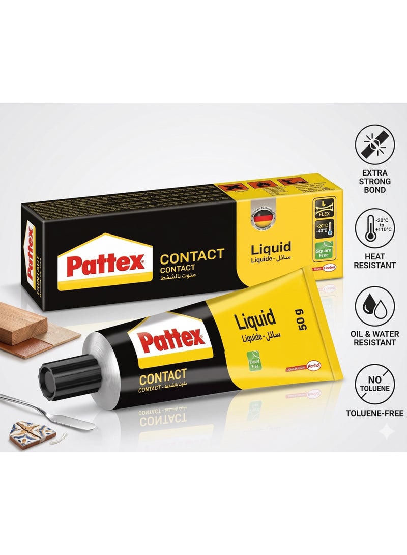 Pattex CONTACT Liquid Adhesive, Multi-Purpose Instant Bond Glue, Toluene-Free, 50g - Image 1