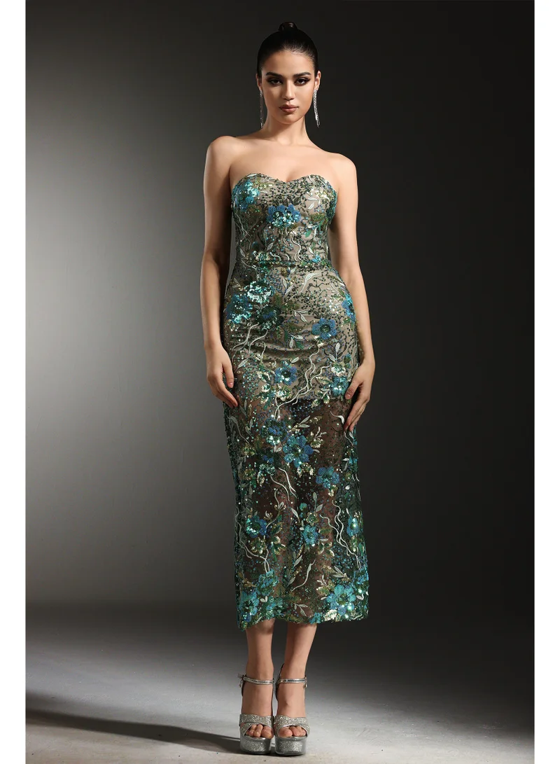 Bella Barnett Terri Sleeveless Sequin Flower Maxi Dress
