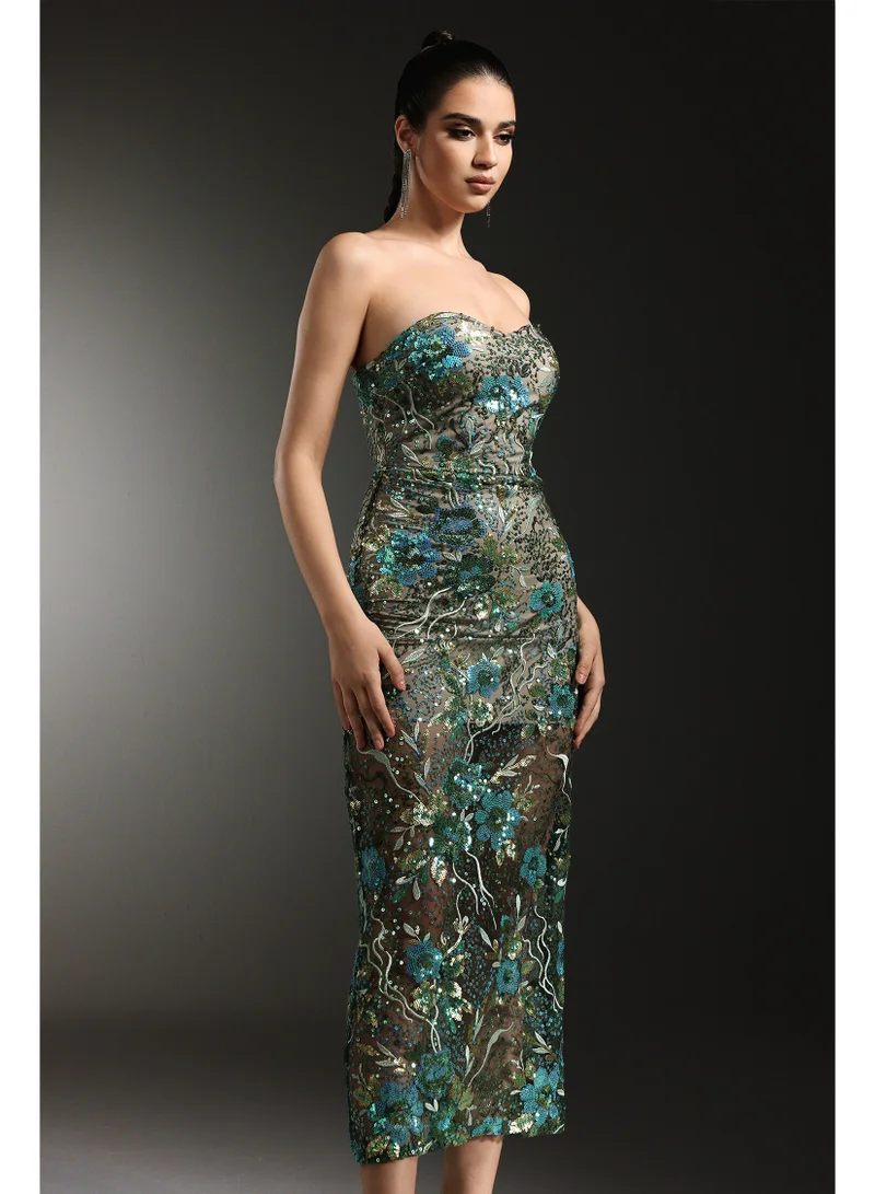 Bella Barnett Terri Sleeveless Sequin Flower Maxi Dress