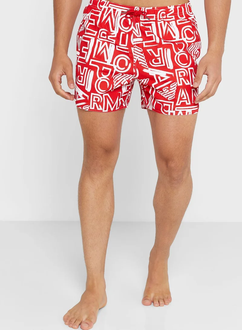 EMPORIO ARMANI Logo Print Swim Shorts