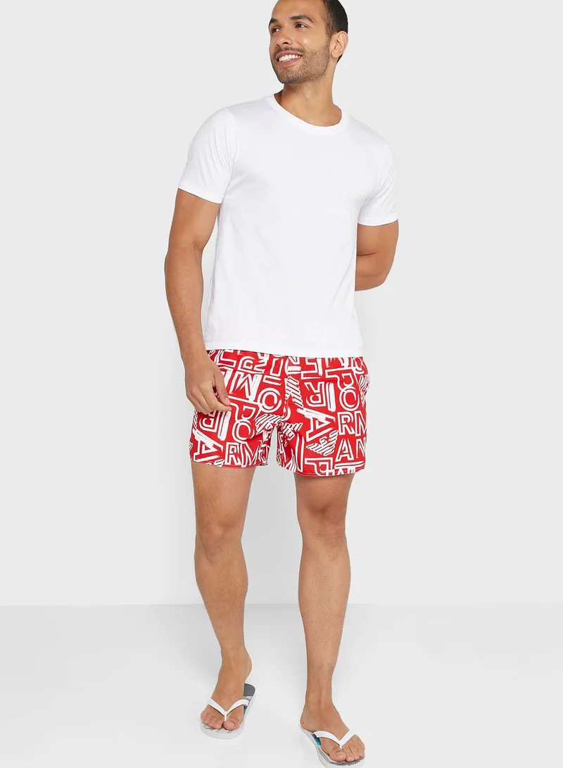 EMPORIO ARMANI Logo Print Swim Shorts