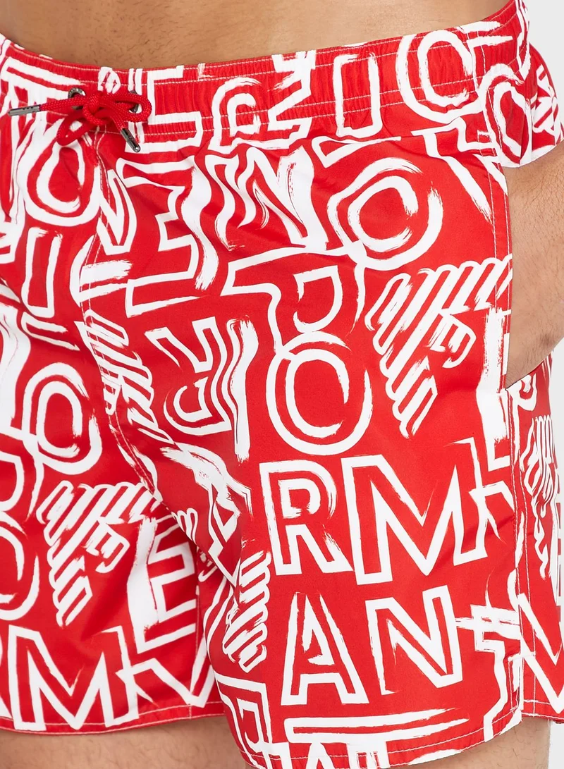 EMPORIO ARMANI Logo Print Swim Shorts