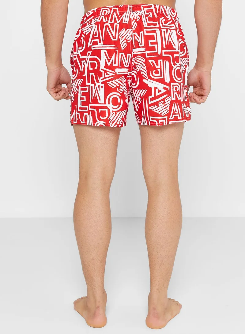 EMPORIO ARMANI Logo Print Swim Shorts