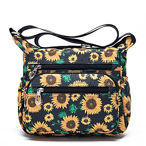 Pealwel Women Shoulder Handbag Roomy Multiple Pockets Bag Ladies Crossbody Purse Tote Top Handle Satchel(Floral) - Image 1