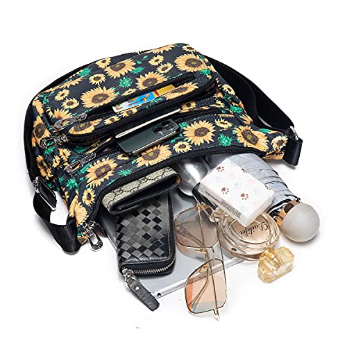 Pealwel Women Shoulder Handbag Roomy Multiple Pockets Bag Ladies Crossbody Purse Tote Top Handle Satchel(Floral) - Image 5