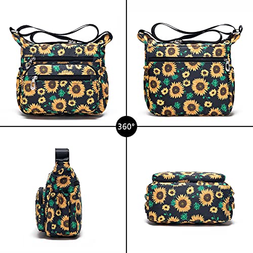 Pealwel Women Shoulder Handbag Roomy Multiple Pockets Bag Ladies Crossbody Purse Tote Top Handle Satchel(Floral) - Image 2