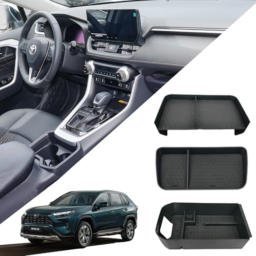 AZGaea Upgrated 3PCS Center Console Organizer for Toyota RAV4 2026 2025 2024 2023 20222019 ABS Dashboard Storage Organizer Console Divider Storage Tray Armrest Storage Box for RAV 4 Interior Accessories - Image 1