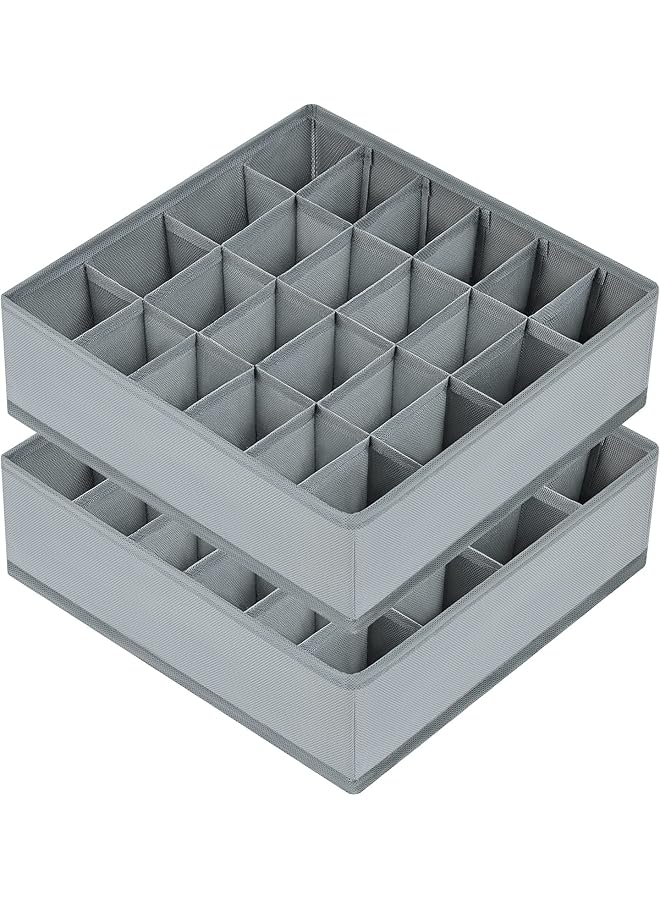 Green Tiger Sock Drawer Organizer Divider 2 Packs Underwear Organizer, 24 Cell Collapsible Closet Cabinet Organizer Underwear Storage Boxes for erorexng Socks, Bra, Handkerchiefs, Ties, Belts (Grey) - Image 1