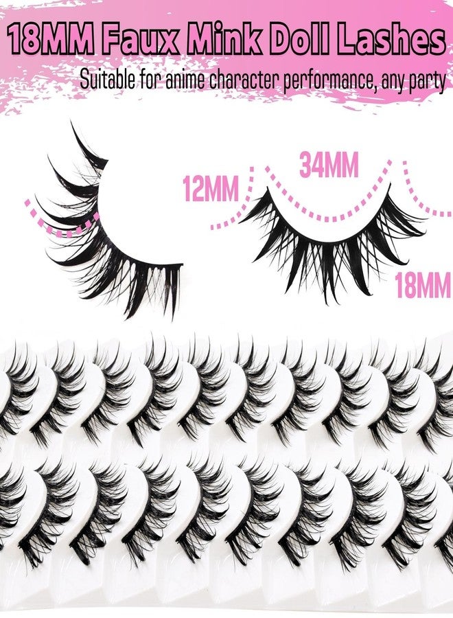 AUGENLI Lashes Anime Eyelashes Wet Look Cat Eye Lashes Spiky Cosplay Eyelash Darkess Makeup Lashes C Curl Faux Mink False Eyelashes with Cotton Band 10 Pairs Pack (A1) - Image 2