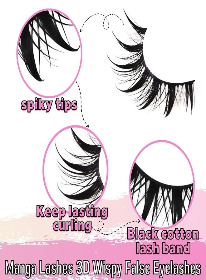 AUGENLI Lashes Anime Eyelashes Wet Look Cat Eye Lashes Spiky Cosplay Eyelash Darkess Makeup Lashes C Curl Faux Mink False Eyelashes with Cotton Band 10 Pairs Pack (A1) - Image 3