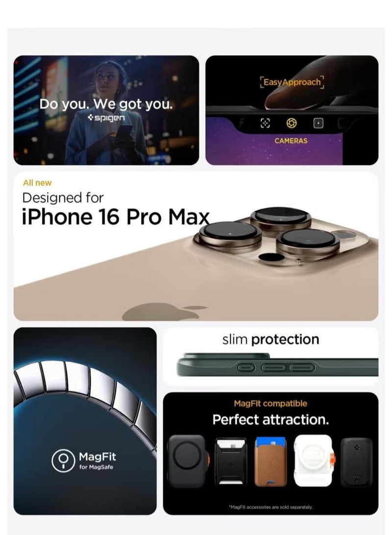 سبايجن غطاء حماية رفيع من MagFit لهاتف iPhone 16 Pro Max MagSafe (2024) - أسود - Image 2