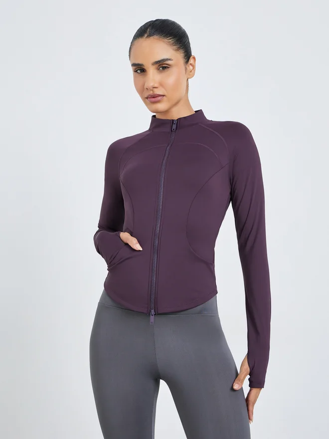Styli Purple Contour Seam Thumbhole Detail Jacket