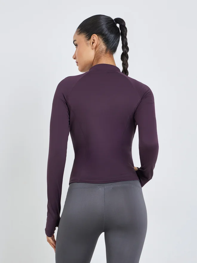 Styli Active  Purple Contour Seam Thumbhole Detail Jacket for Women | Best Price UAE